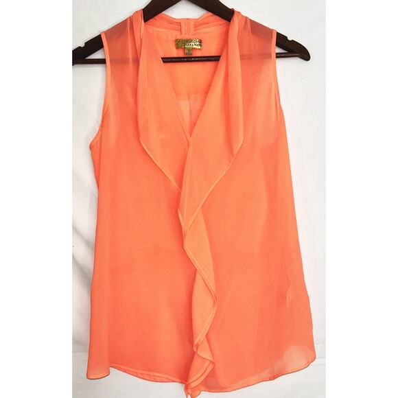 princess vera wang Other - Princess Vera Wang Juniors Small Coral Sheer Ruffle Front Sleeveless Top
